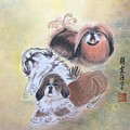 Three Pekes in a Pod - 3 Painting by Carmen Lam Three Pekes in a Pod - 3 Painting by Carmen Lam