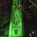 Beaumont Tower at night lit in green on the campus of Michigan State University #41 by Eldon McGraw