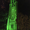 Beaumont Tower at night lit in green on the campus of Michigan State University #42 by Eldon McGraw