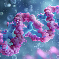 Imaginary electron microscope in faux color of mRNA  #5 by Steve Estvanik