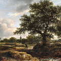 Landscape with a Village in the Distance Painting by Jacob van Ruisdael Landscape with a Village in the Distance Painting by Jacob van Ruisdael