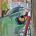A Gondolier and his Gondola, Venice, Italy Painting by Paul Strahm A Gondolier and his Gondola, Venice, Italy Painting by Paul Strahm
