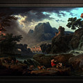 A Mountain Landscape with an Approaching Storm by Claude Joseph Vernet Classical Fine Art Old Master Painting by Rolando Burbon A Mountain Landscape with an Approaching Storm by Claude Joseph Vernet Classical Fine Art Old Master Painting by Rolando Burbon
