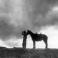 A Navajo And His Horse by Underwood Archives