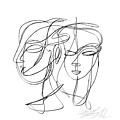 A one-line abstract drawing depicting two faces in a symbiotic relationship Digital Art by OLena Art A one-line abstract drawing depicting two faces in a symbiotic relationship Digital Art by OLena Art