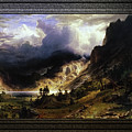 A Storm in the Rocky Mountains, Mt. Rosalie by Albert Bierstadt Classical Fine Art Old Masters Repro Painting by Rolando Burbon A Storm in the Rocky Mountains, Mt. Rosalie by Albert Bierstadt Classical Fine Art Old Masters Repro Painting by Rolando Burbon