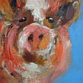 A vibrant painting of a piglet on blue Painting by Mary Cahalan Lee - aka PIXI A vibrant painting of a piglet on blue Painting by Mary Cahalan Lee - aka PIXI