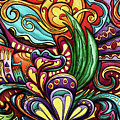 Abstract city landscape, colorful hippie by Nadia CHEVREL