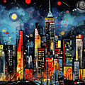 Abstract view of New York City, 05 Painting by AM FineArtPrints Abstract view of New York City, 05 Painting by AM FineArtPrints
