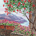 Amalfi Coast Ravello Mediterranean Sea Shore With Flowers Watercolor by Irina Sztukowski Amalfi Coast Ravello Mediterranean Sea Shore With Flowers Watercolor by Irina Sztukowski