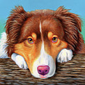 Ammo the Red Tricolor Australian Shepherd Painting by Rebecca Wang Ammo the Red Tricolor Australian Shepherd Painting by Rebecca Wang