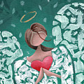 Angel Hearted - Teal Square Painting by Annie Troe Angel Hearted - Teal Square Painting by Annie Troe