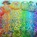 Aqua Jellyfish Rainbow Fantasy Digital Art by Kevin Middleton Aqua Jellyfish Rainbow Fantasy Digital Art by Kevin Middleton