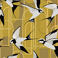 Art Deco Swallows on Gold Digital Art by Sand And Chi Art Deco Swallows on Gold Digital Art by Sand And Chi