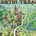 Austin Texas Fun Map Painting by Kevin Middleton Austin Texas Fun Map Painting by Kevin Middleton