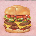 Bacon Double Cheeseburger Painting by James W Johnson Bacon Double Cheeseburger Painting by James W Johnson