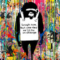 Banksy Animals Graffiti Stencil Art Collage Laugh Now Chimp by My Banksy