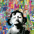 Banksy SMILE  Street Art Graffiti Quote Girl Not Smiling Pop Art Mashup by My Banksy