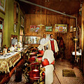 Barber - Two gents in their barbershop 1900 by Mike Savad