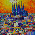 BARCELONA ABSTRACT CITYSCAPE FIERY SUNSET OVER SAGRADA FAMILIA knife oil painting Ana Maria Edulescu Painting by Ana Maria Edulescu BARCELONA ABSTRACT CITYSCAPE FIERY SUNSET OVER SAGRADA FAMILIA knife oil painting Ana Maria Edulescu Painting by Ana Maria Edulescu