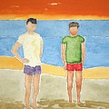 Beach Dudes Painting by John Klobucher Beach Dudes Painting by John Klobucher