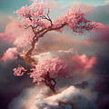 Beautiful dreamy cherry blossom tree from heavenly clouds. Abstr Digital Art by Jelena Jovanovic Beautiful dreamy cherry blossom tree from heavenly clouds. Abstr Digital Art by Jelena Jovanovic