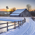 Beautiful winter sunrise over the barn by Dave Sandt