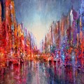 Big city - blue and red by Annette Schmucker