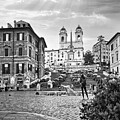 Black and White Spanish Steps Square in Rome by Stefano Senise
