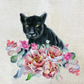 Black Panther With Flowers Painting by Garden Of Delights Black Panther With Flowers Painting by Garden Of Delights