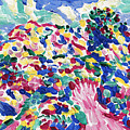 Blossom Wildflower Meadow On Rolling Hill Painting, Colorful Spring Blossoming Landscape Art by Vitali Komarov Blossom Wildflower Meadow On Rolling Hill Painting, Colorful Spring Blossoming Landscape Art by Vitali Komarov