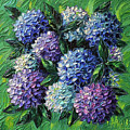 Blue And Purple Hydrangeas Painting by Mona Edulesco Blue And Purple Hydrangeas Painting by Mona Edulesco