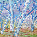 Blue Birch Tree Stand Painting by Bradley Boug