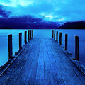 Blue Dock Sunset Sunrise Water Sky Landscape 4 by Tony Rubino
