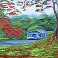 Blue House Tropical Landscape by Luis F Rodriguez