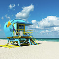 Blue lifeguard tower, Miami South Beach, Florida by Delphimages Photo Creations