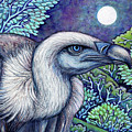 Blue Vulture Moon Painting by Amy E Fraser Blue Vulture Moon Painting by Amy E Fraser
