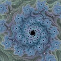 Blue Whirlpool Fractal Spiral  by Shelli Fitzpatrick