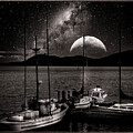 Boats and Moon by Barry Weiss