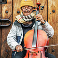 Street Cellist in Bogota-015 by David Allen Pierson