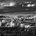 Boise Idaho Cityscape and Foothills in Black and White. by Kevin Lester