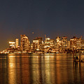 Boston Harbor City Lights and Tall Ship Pano 2 Photograph by Lindsay Thomson