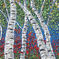 Breezes Through the Birches Textured Aspen Palette Knife Painting by Lena Owens