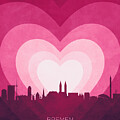 Bremen Germany Skyline Hearts Pink #16 by Michael Tompsett