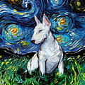 Bull Terrier Night Painting by Aja Trier Bull Terrier Night Painting by Aja Trier