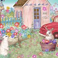 Bunnies in Spring Garden by Judith Cheng
