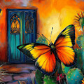 Butterfly with cactus by Ted Clifton