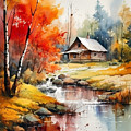Cabin and Stream II Mixed Media by Jay Schankman Cabin and Stream II Mixed Media by Jay Schankman