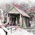 Cambells Sweetheart Bridge Black and White Art with Pink Accent Greenville SC by Bob Pardue