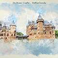 castle De Haar Castle in Netherlands in sketch style by Ariadna De Raadt